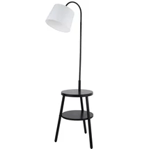 Lampadar Searchlight RIDGE metal, textil, negru, alb, E27 - EU74730BK
