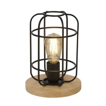 Veioza Searchlight VISION metal, lemn, negru, maro, E27 - EU81951-1BK
