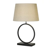 Veioza Searchlight Elegant metal, textil, negru, bej, E27, 60W - EU93101NA