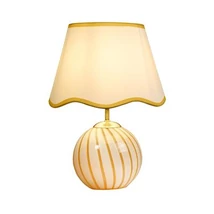Veioza Searchlight Celine sticla, textil, galben, alb, E14, 60W - EU99410YL