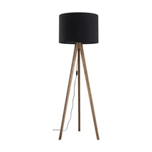 Lampadar TK Lighting GRAND metal, lemn, textil, maro, negru, E27 - TK-16005