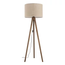 Lampadar TK Lighting GRAND metal, lemn, textil, maro, bej, E27 - TK-16017