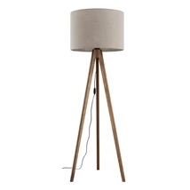 Lampadar TK Lighting GRAND metal, lemn, textil, maro, bej, E27 - TK-16018
