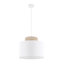 Pendul TK Lighting DUO metal, textil, alb, natur, E27 - TK-1856