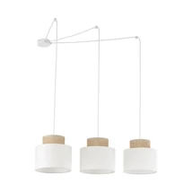 Pendul TK Lighting DUO metal, textil, alb, natur, E27 - TK-2345