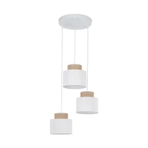 Pendul TK Lighting DUO metal, textil, alb, natur, E27 - TK-2594
