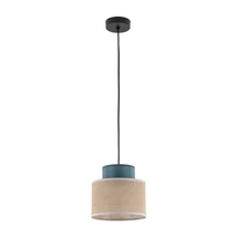 Pendul TK Lighting DUO metal, textil, albastru, natur, E27 - TK-3257