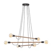 Pendul TK Lighting HELIX metal, lemn, negru, maro, E27 - TK-4950