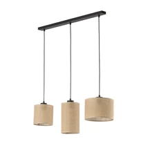 Pendul TK Lighting JUTA metal, textil, negru, bej, E27 - TK-4954
