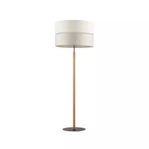 Lampadar TK Lighting ECO metal, lemn, textil, negru, bej, E27 - TK-5597