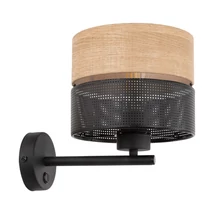Aplica de perete TK Lighting NICOL metal, lemn, negru, maro, E27 - TK-6539