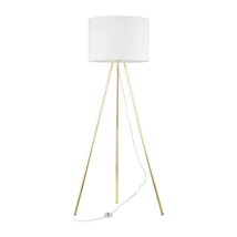 Lampadar TK Lighting UMBERTO metal, textil, auriu, alb, E27 - TK-6637