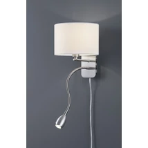 Aplica de perete Trio HOTEL metal, tesatura, nichel, alb, E14+LED, 3000K, 3.1W, 310lm - 271170201
