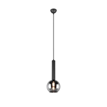Pendul Trio CLAYTON metal, sticla, negru, fumuriu, E27 - 310300132