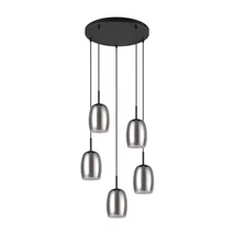 Pendul Trio BARRET metal, sticla, negru, fumuriu, alb, E14 - 317530554