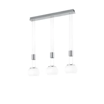 Pendul Trio MADISON metal, sticla, nichel, alb, LED, 3000K, 3x8W, 2700lm - 342010307