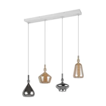 Pendul Trio ALDEA metal, sticla, alb, crom, chihlimbar, E14 - 349400417