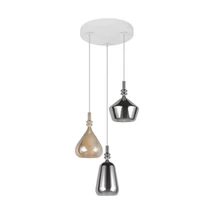 Pendul Trio ALDEA metal, sticla, alb, crom, chihlimbar, E14 - 349430317