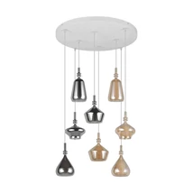 Pendul Trio ALDEA metal, sticla, alb, crom, chihlimbar, E14 - 349430817