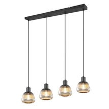 Pendul Trio TARIFA, metal, sticla, negru, crom, E27 - Trio-362800432