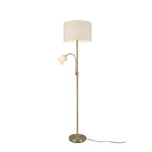 Lampadar Trio HOTEL metal, tesatura, alama, crem, E27+E14 - 403900208