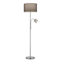 Lampadar Trio HOTEL metal, tesatura, nichel, gri, E27+E14 - 403900211