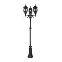 Lampadar exterior Trio ELVO metal, sticla, negru, transparent, E27, IP44 - 406960332