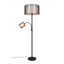 Lampadar Trio BURTON metal, tesatura, organza, negru, alb, fumuriu, E27+E14 - 411400232