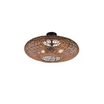 Plafoniera Trio HEDDA metal, canepa, negru, maro, E27 - 612300236