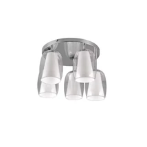 Plafoniera Trio BARRET metal, sticla, crom, transparent, alb, E14 - 617500506
