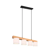 Pendul Trio CAMERON metal, lemn, tesatura, negru, maro, alb, E14 - R30654001