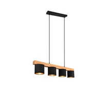 Pendul Trio CAMERON metal, lemn, tesatura, negru, maro, E14 - R30654002