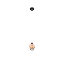 Pendul Trio BORKA metal, rattan, negru, natural, E27 - R31261036