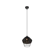 Pendul Trio BORKA metal, rattan, negru, E27 - R31261902
