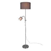 Lampadar Trio OWEN metal, tesatura, nichel, gri, E27+E14 - R40192007