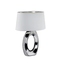 Veioza Trio TABA ceramica, tesatura, argintiu, alb, E27 - R50521089