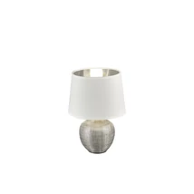Veioza Trio LUXOR ceramica, tesatura, argintiu, alb, E14 - R50621089