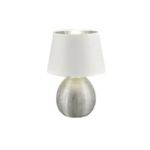Veioza Trio LUXOR ceramica, tesatura, argintiu, alb, E27 - R50631089