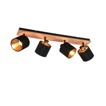 Spot Trio TOMMY metal, lemn, tesatura, negru, maro, E14 - R81334030