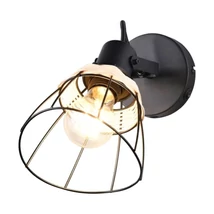 Spot Trio JEROME metal, ratan, negru, natural, E27 - Trio-R86231732