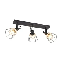 Spot Trio JEROME metal, ratan, negru, natural, E27 - Trio-R86233032