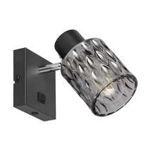 Aplica de perete Trio JACK metal, sticla, negru, fumuriu, E27 - R86421732