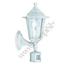 Aplica exterior cu senzor de miscare Eglo LATERNA 5, dulie E27, nu contine becul, IP44, baza din aluminiu alb, abajur sticla transparent | Eglo-22464