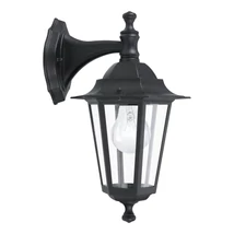 Aplica exterior Eglo LATERNA 4, dulie E27, nu contine becul, IP44, baza din aluminiu negru, abajur sticla transparent | Eglo-22467