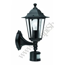 Aplica exterior cu senzor de miscare Eglo LATERNA 4, dulie E27, nu contine becul, IP44, baza din aluminiu negru, abajur sticla transparent | Eglo-22469