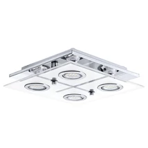 Plafoniera Eglo CABO, dulie GU10-LED, contine becul, IP20, baza din otel crom, abajur sticla satinat alb-transparent | Eglo-30931