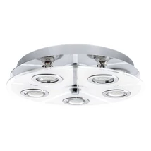 Plafoniera Eglo CABO, dulie GU10-LED, contine becul, IP20, baza din otel crom, abajur sticla satinat alb-transparent | Eglo-30933