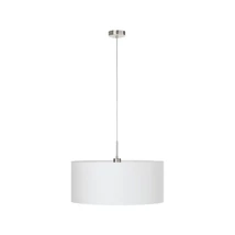 Pendul Eglo PASTERI, dulie E27, nu contine becul, IP20, baza din otel nichel satinat, abajur textil alb | Eglo-31575