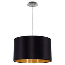 Pendul Eglo MASERLO, dulie E27, nu contine becul, IP20, baza din otel nichel satinat, abajur textil negru-auriu | Eglo-31599