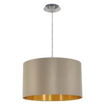 Pendul Eglo MASERLO, dulie E27, nu contine becul, IP20, baza din otel nichel satinat, abajur textil taupe-auriu | Eglo-31602
